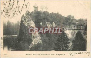 Postcard Old Paris Buttes Chaumont Suspension Bridge (map 1900)