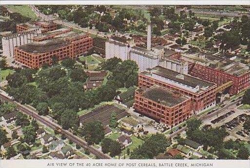 Michigan Battle Creek Air View Of The 40 Acre Home Of Post Cereals