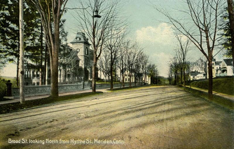 CT - Meriden.  Broad Street looking North from Myrtle Street