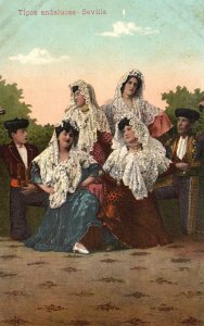 Vintage Postcard 1910's Sevilla Tipos Andaluces Andalusian Beautiful Women Penin