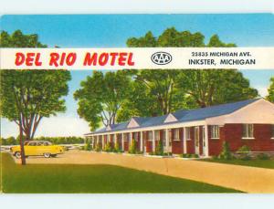 Unused 1950's OLD CARS & DEL RIO MOTEL Inkster Michigan MI s4294