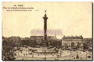 Old Postcard Paris Place de la Bastille and the July Column