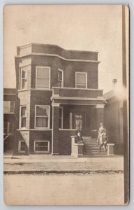 RPPC Three Dapper Men at House Similar to Al Capone's Chicago Home Postcard L40