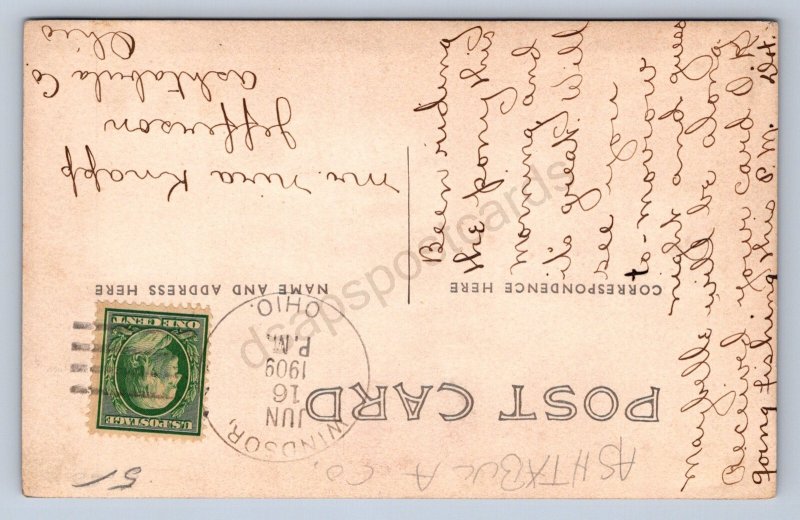 J87/ Windsor Corners Ohio RPPC Postcard c1910 Ashtabula Main St Stores 1816