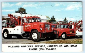 JANESVILLE, Wisconsin WI ~ Tow Trucks WILLIAMS WRECKER SERVICE c1970s Postcard