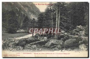 Old Postcard The High Pyrenees Cauterets Spain Bridge Road and Ile Sarah Bern...