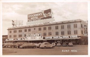 Elko Nevada Stockmen's Hotel and Drug Store Real Photo Postcard AA27819