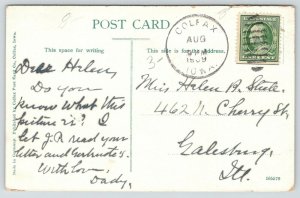 Colfax Iowa~Colfax High School~Worn Criss Cross Paths~Boy on Sidewalk~1909