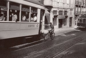 Algarve Bicycle Race Racing A Bus Portugal Postcard