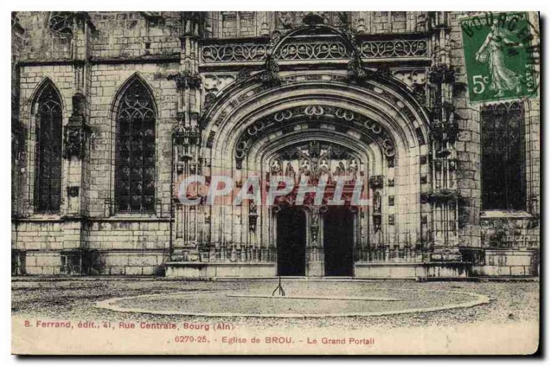 Old Postcard Bourg Central Church Street Broi The Grand Portal