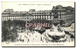 Old Postcard Paris Square Tramway Republic