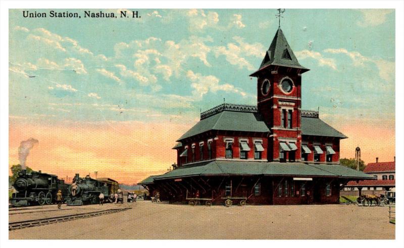 7173  NH Nashua  Union Station with Trains