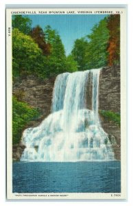 Postcard Cascade Falls near Mountain Lake, VA (Pembroke) linen W37 