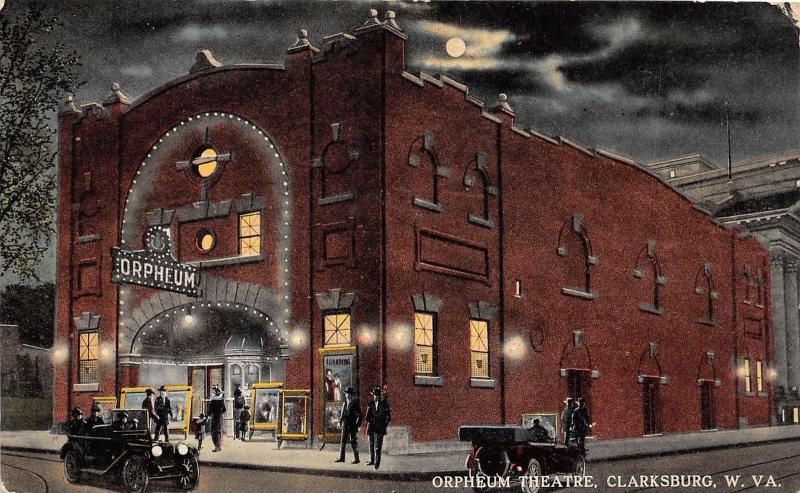 E83/ Clarksburg West Virginia Postcard c1910 Orpheum Theatre Night