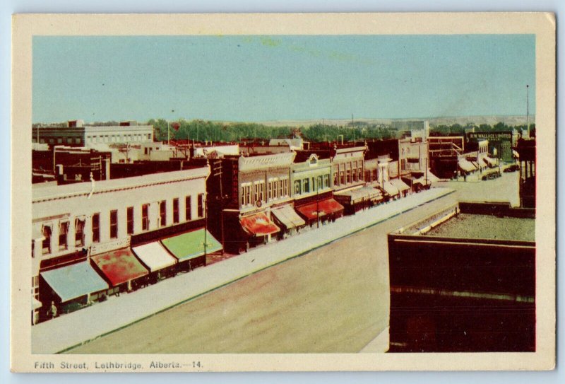 Lethbridge Alberta Canada Postcard Fifth Street Aerial View c1940's Unposted