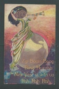 1916 Post Card Art Nouveau New Years Card