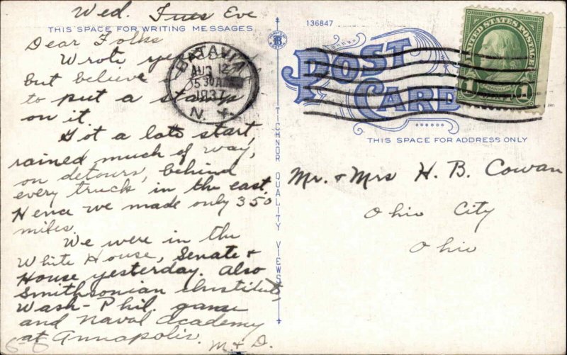 Batavia New York NY Masonic Temple Fraternity c1930s-40s Postcard