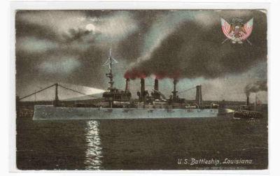 USS Louisiana Navy Battleship 1910c postcard