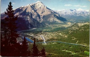 Cascade Mountain Banff National Park Lake Louise Alberta VTG Postcard Aerial PM 