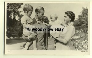 r0320 - Princess Elizabeth & Duke of Edinburgh with Charles & Anne - postcard