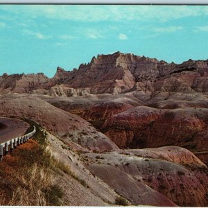 1959 Rapid City, SD Road thru Badlands US Hwy 16 Weird Rock Formations PC A222