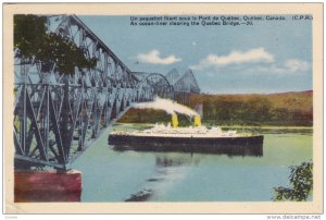 Ocean Liner going under Quebec Bridge , Quebec , Canada , 30-40s