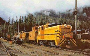 Canadian Forest Products Diesel Switcher Railroad Train Woss Camp BC postcard