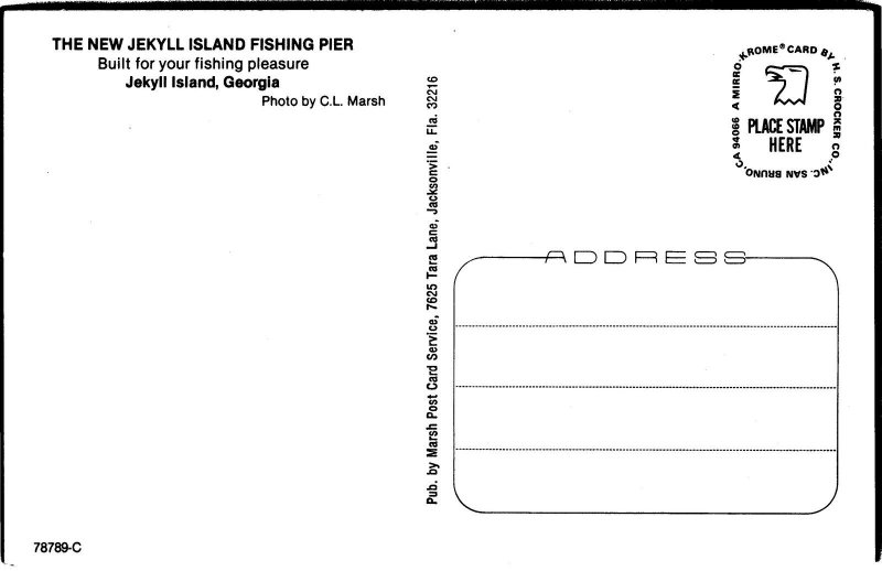 VINTAGE POSTCARD THE NEW FISHING PIER AT JEKYLL ISLAND GEORGIA