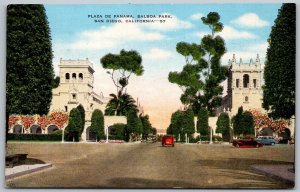 San Diego California 1940s Postcard Plaza De Panama Balboa Park