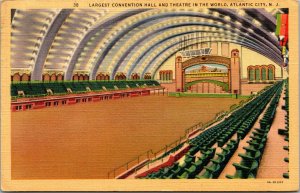 Vtg 1940s Convention Hall and Theatre Atlantic City New Jersey NJ Linen Postcard