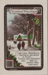 Greetings Postcard - Christmas Greetings, Woodland Snow Scene RS34541