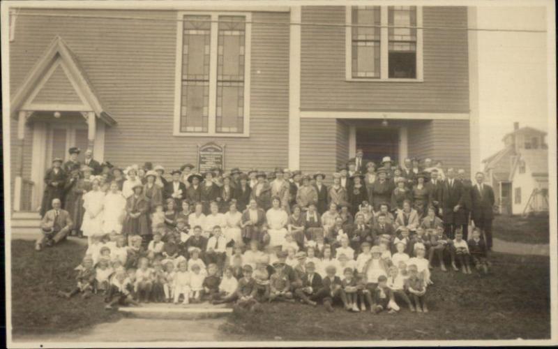 Rockland ME Church & Group c1910 Real Photo Postcard