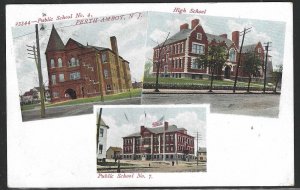 Views of 3 Schools, Perth Amboy, New Jersey, early postcard, used