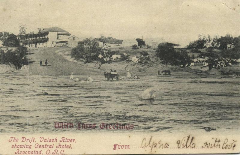 south africa, KROONSTAD, O.R.C., Valsch River showing Central Hotel (1906)