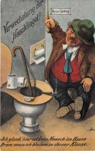 Lot169 confusion of the doorbell drunk man in toilet comic postcard germany