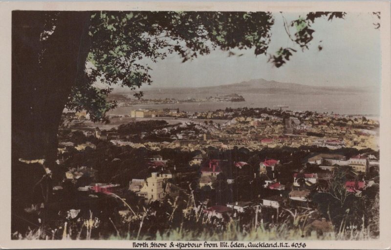 RPPC Postcard North Shore & Harbor from Mt Eden Auckland NZ