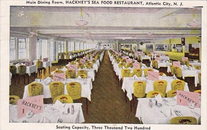 New Jersey Atlantic City Hackney's Seafood Restaurant Main Dining Room 1948