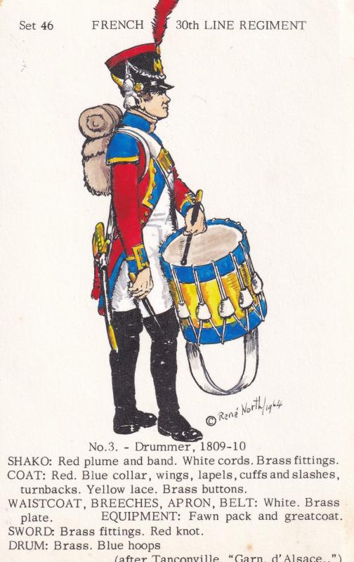 1809 Drummer French 30th Line Regiment Napoleonic War Uniform Soldier Postcard