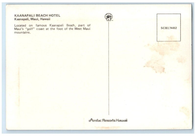 c1960 Kaanapali Beach Hotel Kaanapali Golf Coast Maui Hawaii HI Vintage Postcard