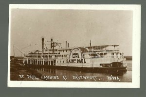 Davenport IOWA RP 1912 STEAMBOAT SAINT PAUL Steamer MISSISSIPPI RIVER Landing