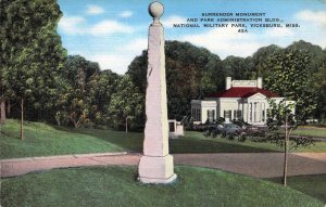 Civil War, Surrender Monument, Vicksburg, MS, Old Postcard