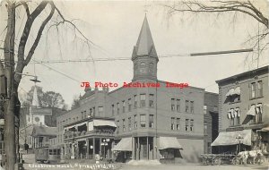 VT, Springfield, Vermont, RPPC, Street Scene, Adnabrown Hotel, Trolley, Photo