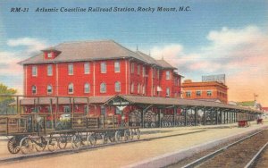 ATLANTIC COASTLINE RAILROAD STATION TRAIN ROCKY MOUNT NORTH CAROLINA POSTCARD