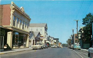 Postcard 1950s Maine Bar Harbor Main Street autos Bromley occupation ME24-1705