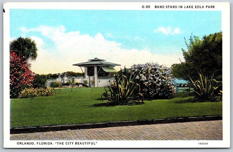 Vtg Orlando Florida FL Band Stand in Lake Eola Park 1920s Old View Postcard