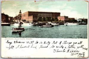 1908 Stockholm Royal Castle Sweden Ocean View Posted Postcard