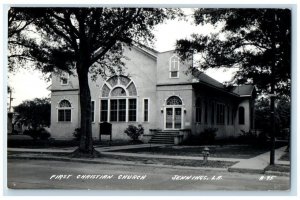 c1940's First Christian Church Building View Jennings LA RPPC Photo Postcard