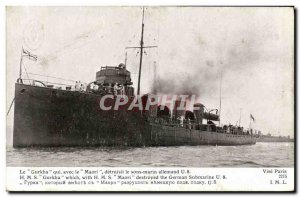 Old Postcard Boat War the Gurkha that the Maori destroyed the submarine U8