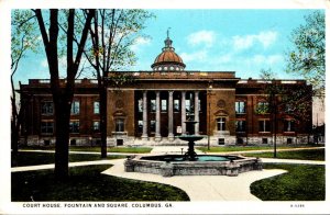 Georgia Columbus Court House Fountain and Square 1930 Curteich