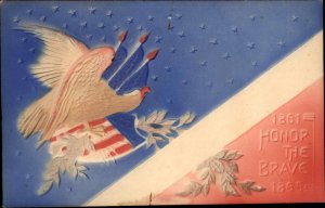 Civil War Eagle Shield Arrows Airbrushed Embossed Postcard c1910